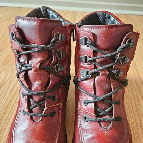 Saute Mouton Riley Suede Leather Boho Fall Winter  Women's Ankle Boots Red Sz 38 - Picture 15 of 16